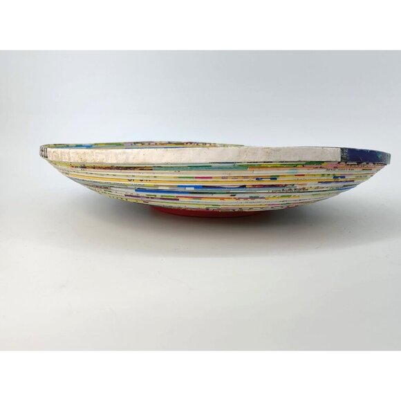 Handmade Magazine Recycled Round Paper Bowl Folk Art - Picture 4 of 7